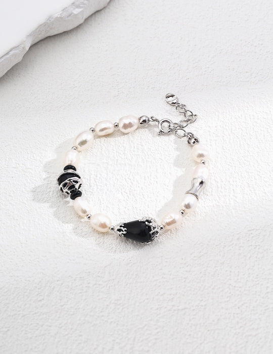 Serenity Black Onyx  Freshwater Pearl Bracelet