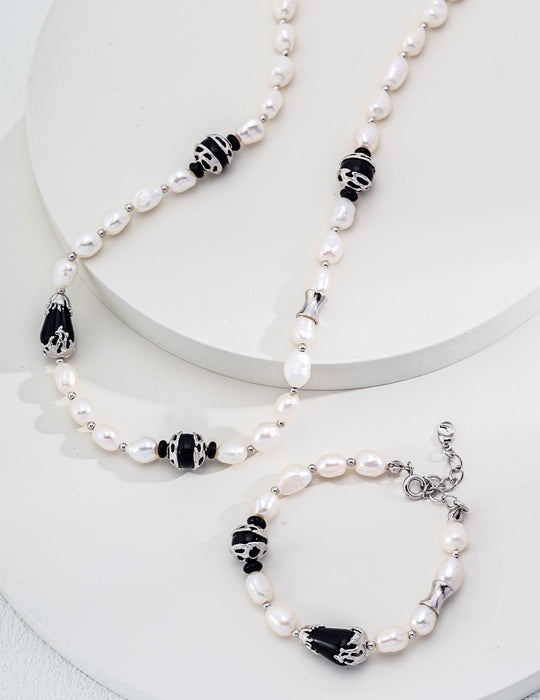 Serenity Black Onyx  Freshwater Pearl Bracelet