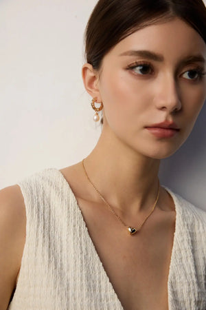 Gold pearl hoop earrings UK – 3 cm drop, 8–10 mm pearls