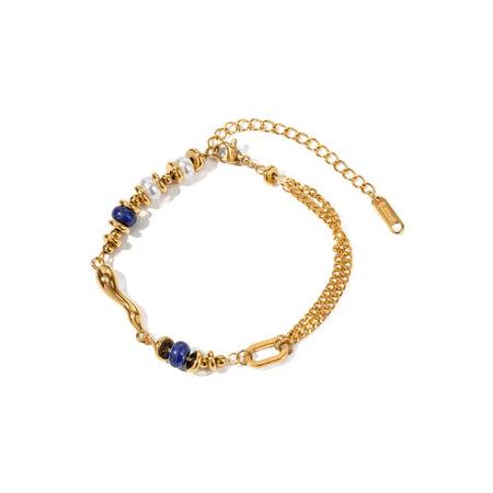 Anais & Aimee Bohemian Gold Bracelet with Lapis Lazuli and Pearls