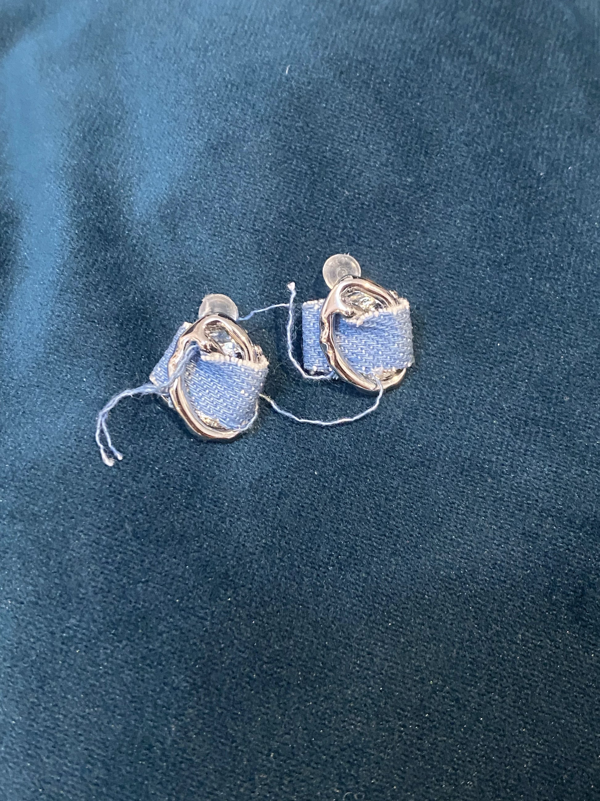 Anais&Aimee Denim Angel Silver Statement Earrings bold denim jewellery UK
