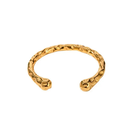 Hammer Gold Bracelet featuring a unique hammered texture with raised, organic patterns, displayed against a plain white background. This high trending accessory is perfect for making a bold and sophisticated fashion statement, adding a touch of elegance to any ensemble.