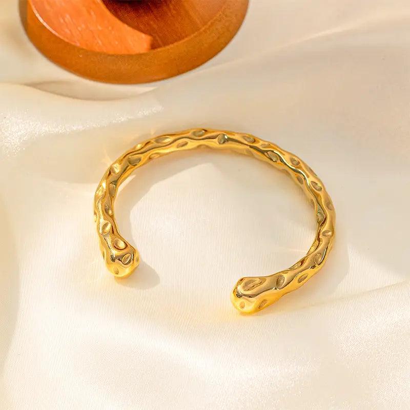 Anais&Aimee gold cuff bracelet – elegant hammered bracelet gold UK jewellery design