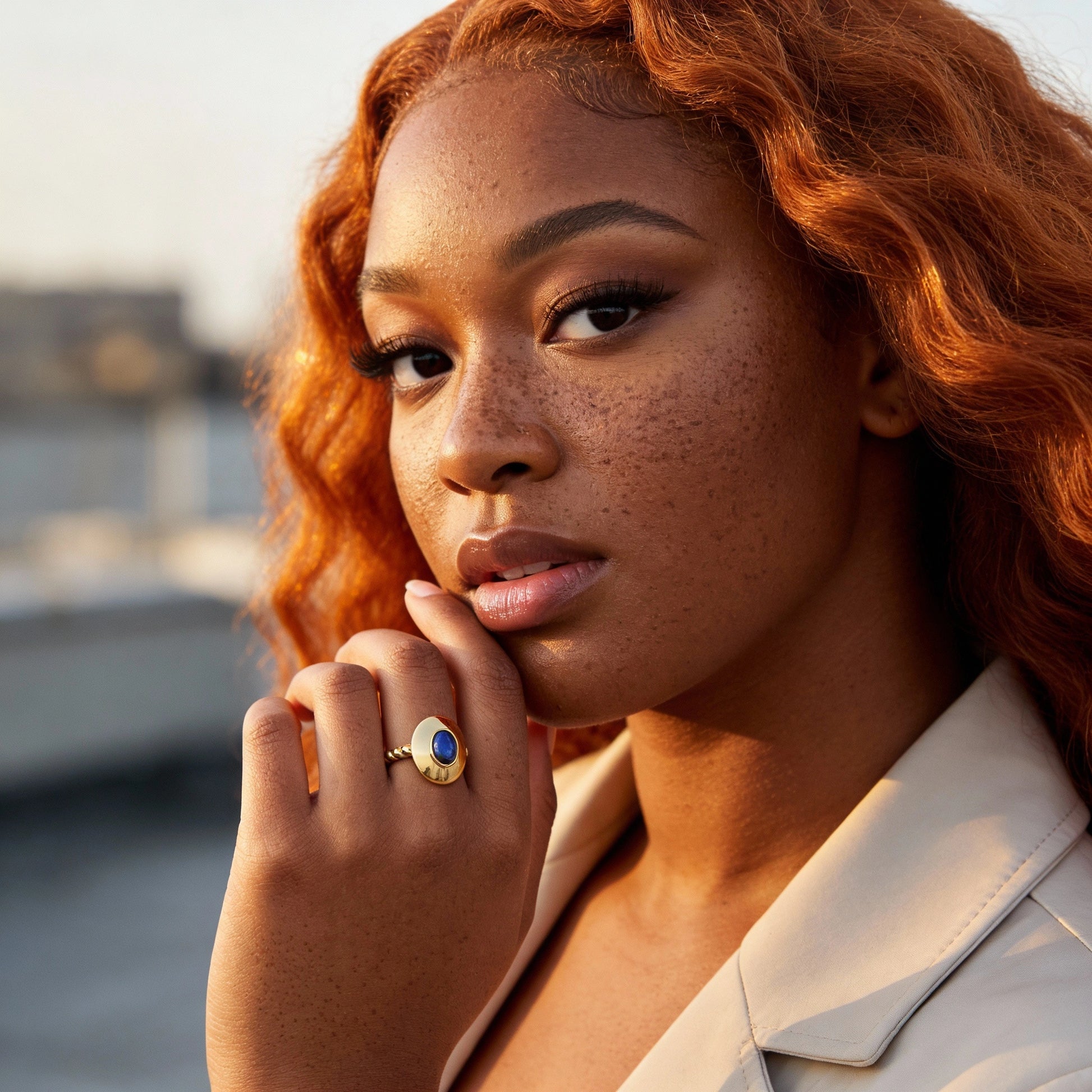 Lapis Lazuli Signet Gold Ring