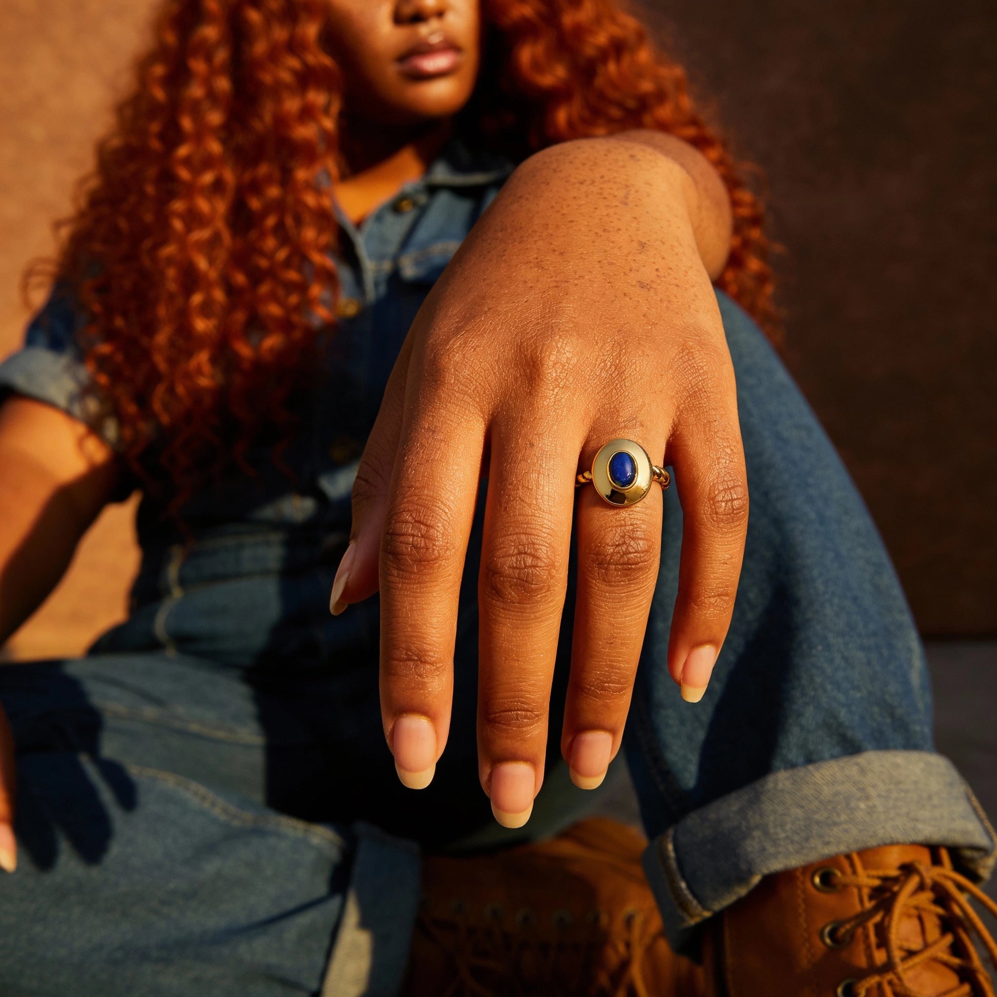 Lapis Lazuli Signet Gold Ring