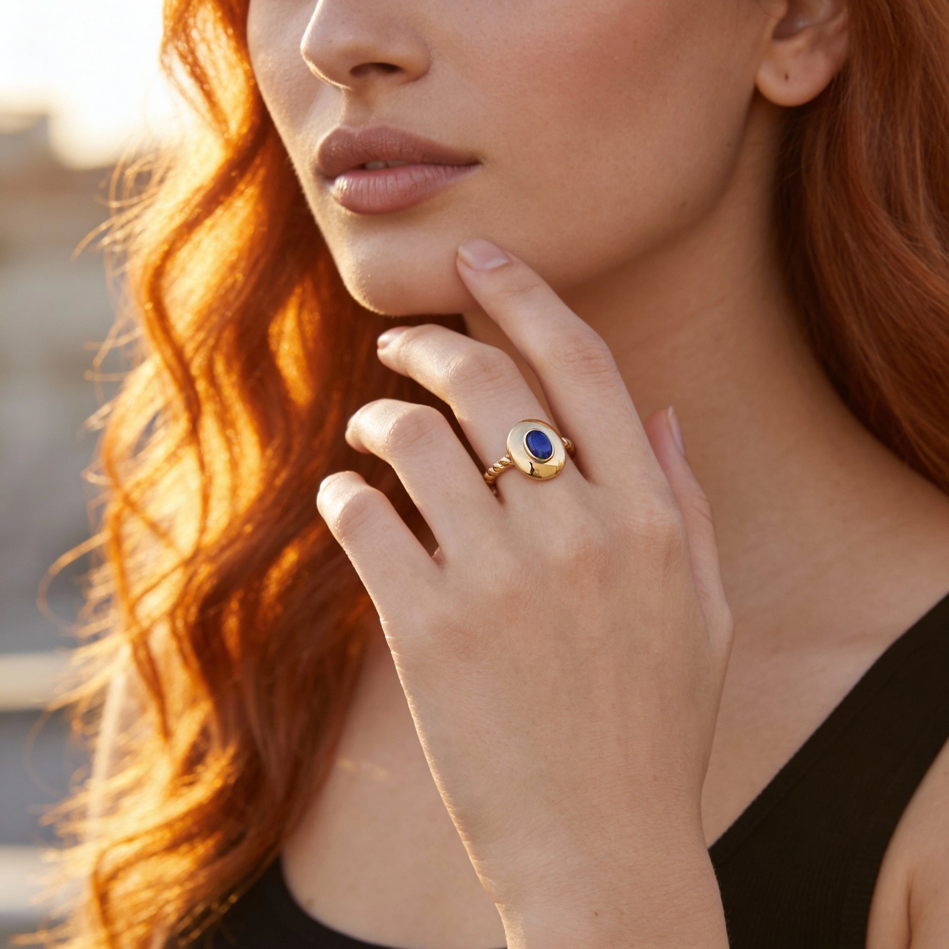 Lapis Lazuli Signet Gold Ring