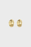 Minimalist gold oval stud earrings with a smooth, reflective surface, perfect for everyday elegance. - anaisaimee.com