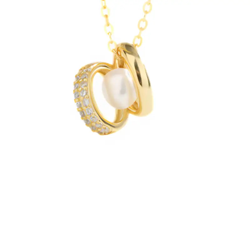 Sophisticated Adjustable Gold Chain Necklace with Pearl and Sparkling Crystals
