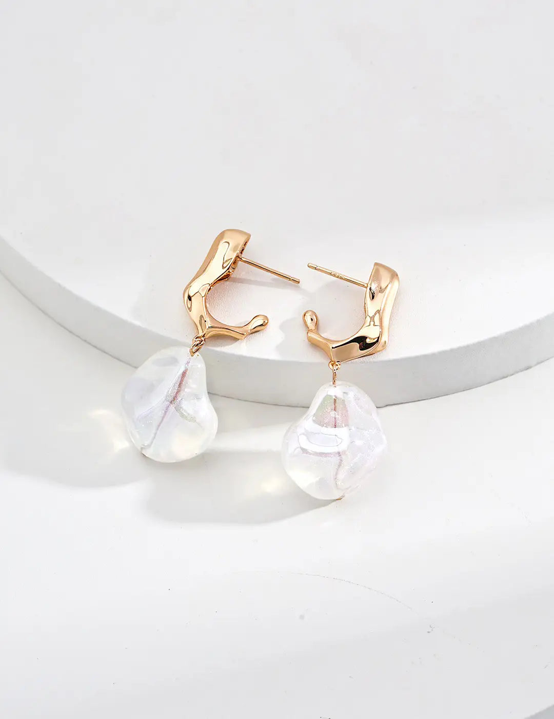Anaïs & Aimee Resin Stone Baroque Earrings in vintage gold and sterling silver