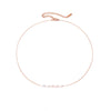 Rose Gold Freshwater Pearl Necklace with delicate pearls strung on a fine rose gold chain, featuring an adjustable clasp for a perfect fit. Elegant and timeless jewelry piece.