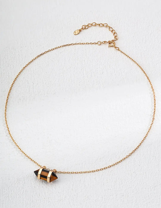 Anaïs & Aimee Tiger's Eye Wishing Necklace, crafted with vintage gold and a natural tiger's eye pendant, symbolizing good luck and hope in London and the UK