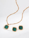 Anaïs & Aimee Malachite Pendant Necklace in vintage gold, featuring a vibrant green gemstone for timeless style in the UK.